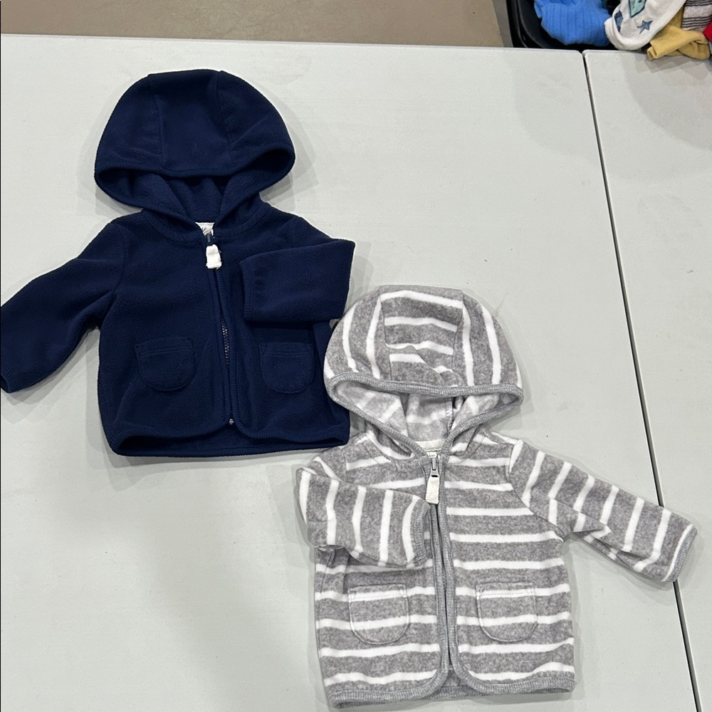 Navy and Gray Striped Newborn Hoodies